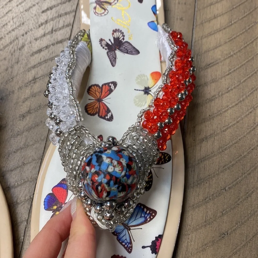 Adorable square toed fashion butterfly sandals size 9